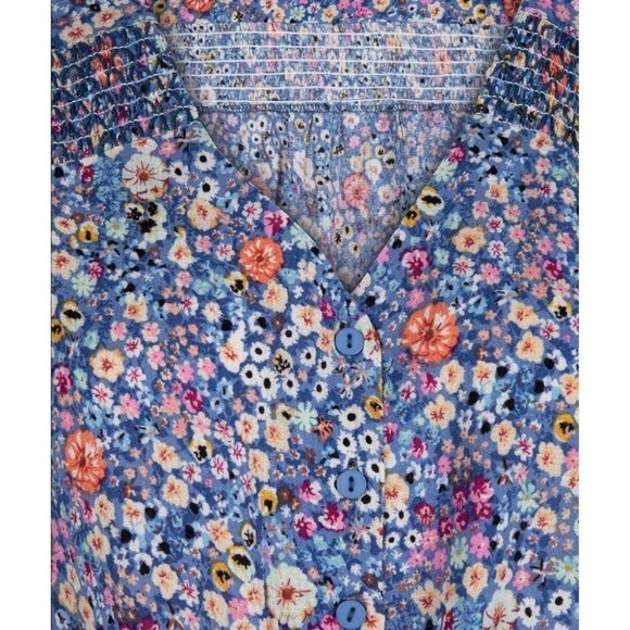 NWT ESQUALO Bohemian Blues Knot Blouse - Picture 5 of 7